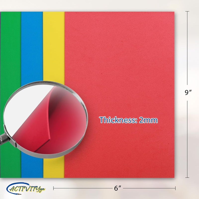 ACTIVITYYA EVA Foam Sheets for Crafts, 8 Assorted Colors, 6 x 9 Inch, 2mm Thick – Craft Foam Paper for DIY Arts and Crafts, School Projects, and More - 8 Pack - Image 3